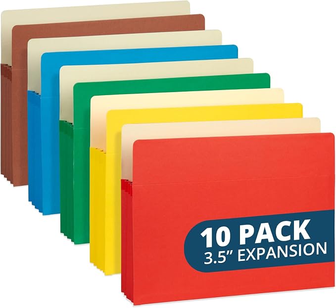Blue Summit 10 Expanding File Pockets, Accordion File Folders Letter Size by BlueSummitSupplies