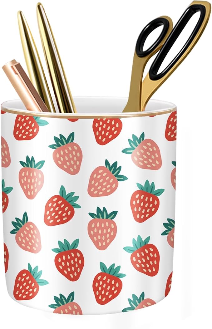 Pencil Holder for Desk, Ceramic Pencil Pens Cup Cute Makeup Brush Holder by WAVEYU