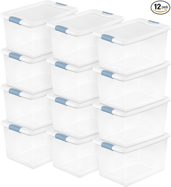 Sterilite 12 Pack Latching Box, Under Bed Storage Bins by Sterilite