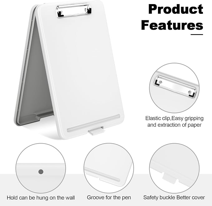 Hongri Clipboard with Storage, 8.5 x 11 Clip Board Foldable, Size 13.4 x 9.4 X - Image 3