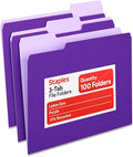 Staples File Folders, Letter Size, 1/3‑Cut Tabs, Durable 10.5‑Point Paper Stock by Staples