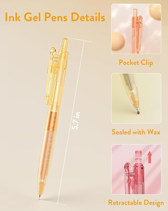Four Candies 12 Pack 0.5mm Cute Quick-Dry Retractable Colored Gel Pens | 12 Ink - Image 9