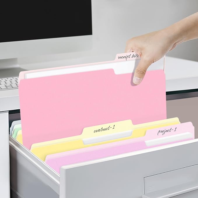 SUNEE File Folders, 150 Pack Manilla Folders 8.5 x 11, Colored File Folders - Image 5