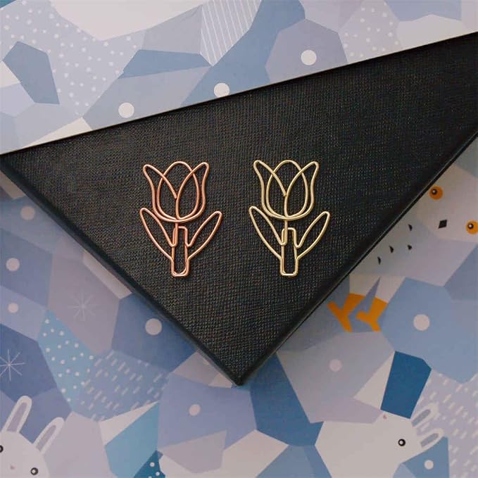 OWLFAVO 36pcs Tulip Flower Shape Paper Clips - Image 3