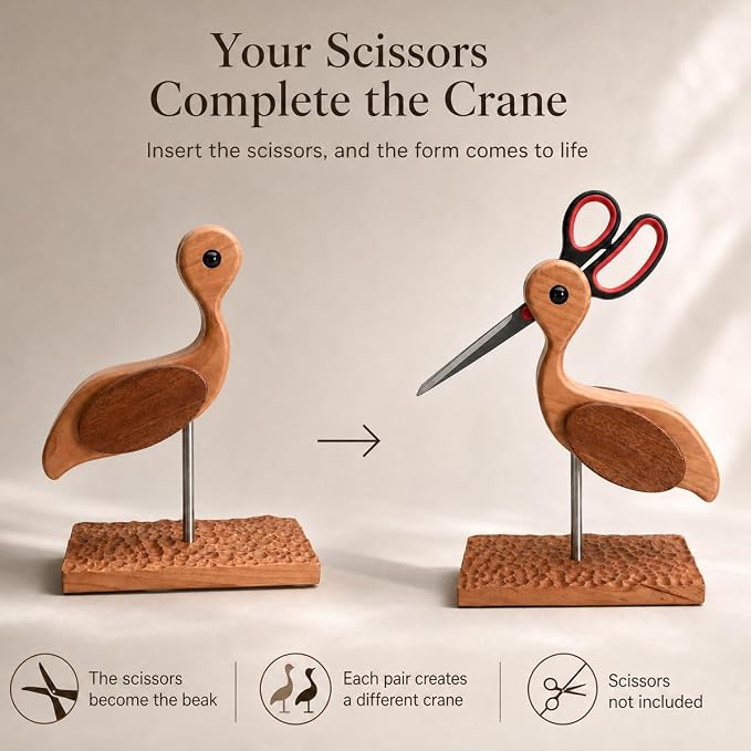 Wooden Sewing Scissor Holder Sewing Lover Gifts Sewing Room Decor | Crane - Image 2
