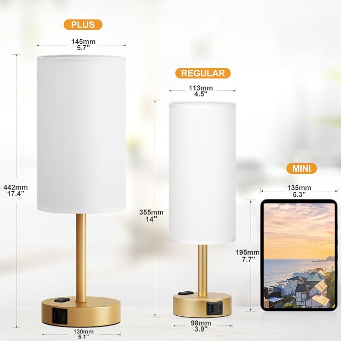 Fenmzee Gold Nightstand Bedroom Lamp - Image 2