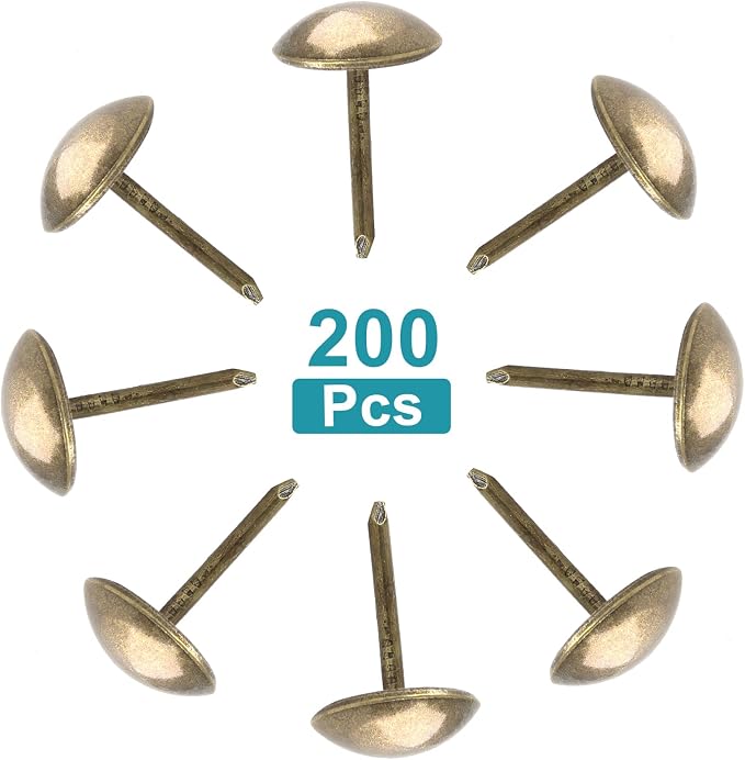Piutouyar 200 Pcs Bronze Upholstery Tacks Antique Metal Thumb Tacks Round Head - Image 5