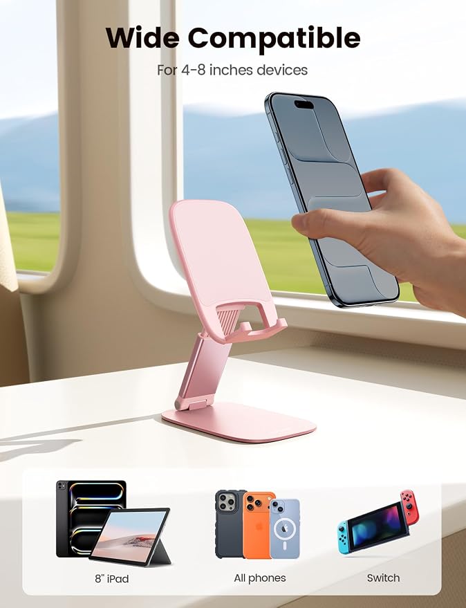 Lamicall Pink Desk Accessories for Women, Cute Rose Gold Phone Stand Holder for - Image 6