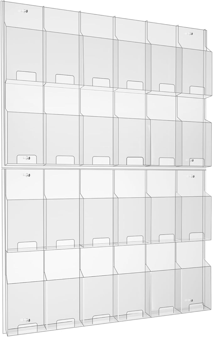 Acrylic Brochure Pamphlet Holder, 24 Clear Wall Mount Display Holders, Trifold by Nalwort