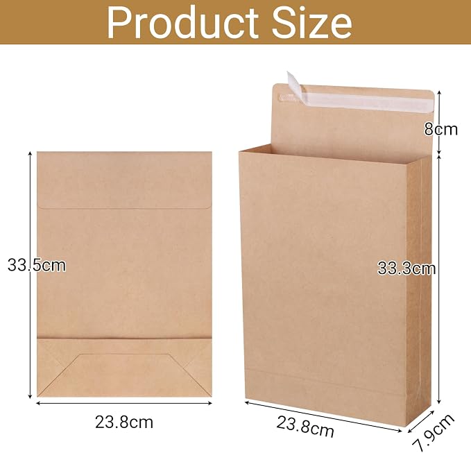 zmybcpack 50 Pack 9.4" x 13.2" Expandable Catalog Envelopes, Large Kraft - Image 2