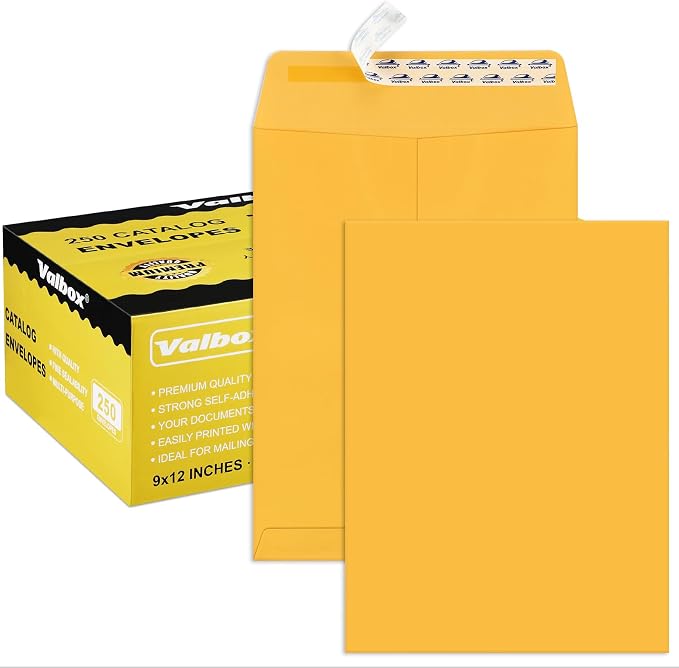 ValBox 9x12 Self Seal Security Catalog Envelopes 250 Packs Brown Kraft Envelopes by ValBox