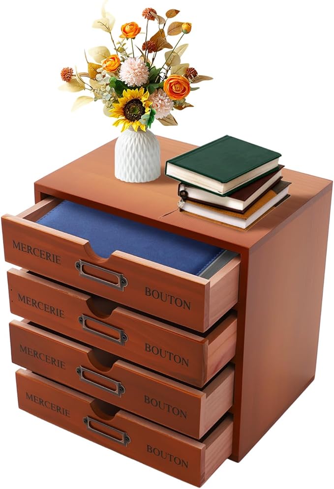 4-Tier Desktop Storage Cabinet, Antique Desktop Organizer Desktop Storage Box by Unknown