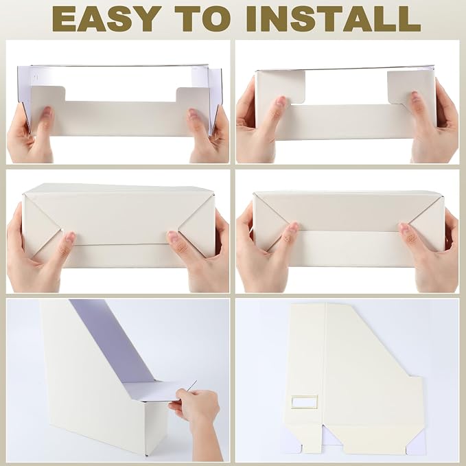 Gueevin Set of 6 Magazine File Holders, Sturdy Cardboard Desk Magazine Organizer - Image 4