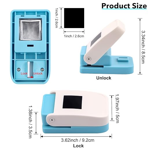 3 Pcs Paper Punch, 1X0.8 inch Rectangular Postage Stamp Punches & 1" Square - Image 4
