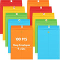 Geyee 100 Pcs Clasp Manilla Envelopes 9 x 12 Inch Gummed Colored Envelopes by Geyee