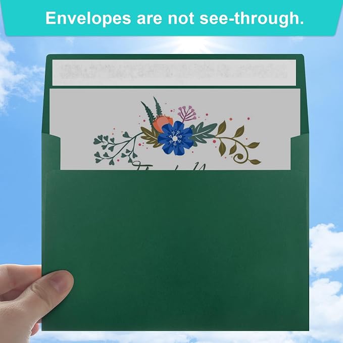 70 Packs of Invitation Envelopes, A2 Dark Green Postcard Envelopes - Image 4