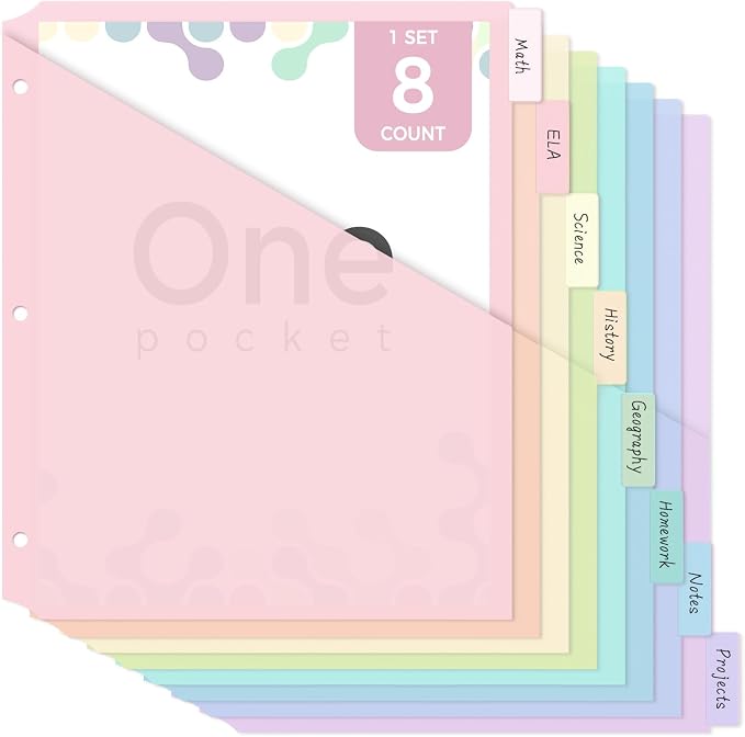 SKYDUE Binder Dividers with Tab, Pastel Dividers by SKYDUE