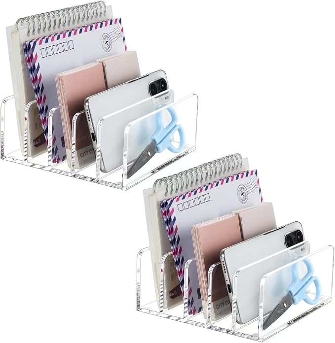 BEYGORM 2 Pack Acrylic Mail Holder, Vertical Letter Sorter by BEYGORM