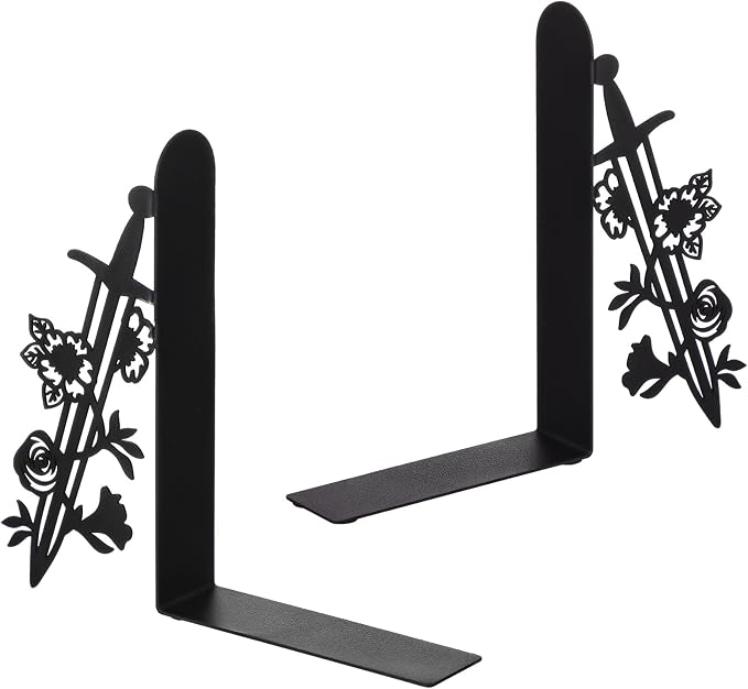 Geelin Metal Book Ends for Shelves Sword and Rose Bookends Set of 2 for - Image 4