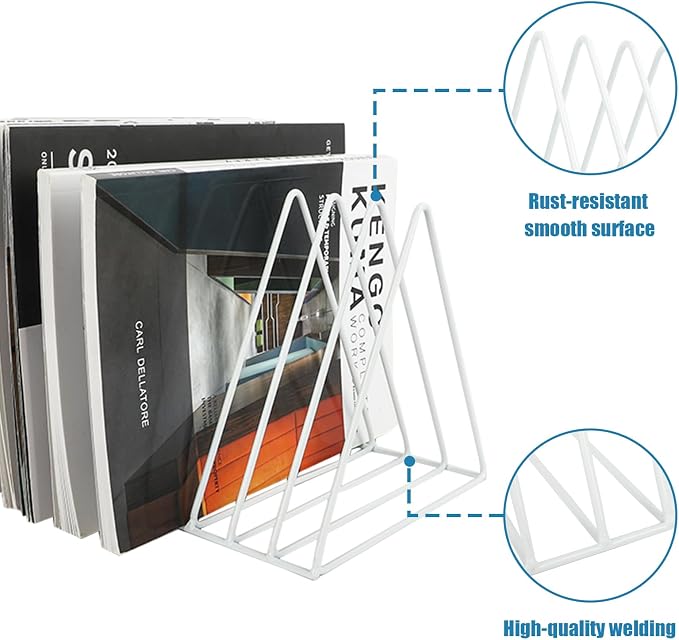 EASEPRES Vinyl Record Holder Storage, 9 Slot Metal Magazine Book Album Display - Image 4
