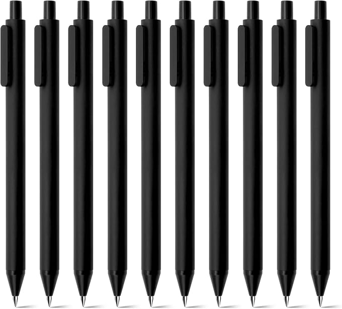 Kaco PURE Gel Pens Black Ink 0.7 mm Medium Point, 10 Pieces Set, Original Design by Kaco