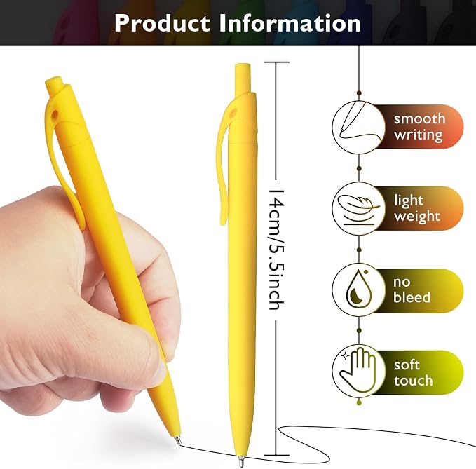 Bribobo Ballpoint Pens Black Ink Pens Medium Point Retractable Ballpoint Pens - Image 3