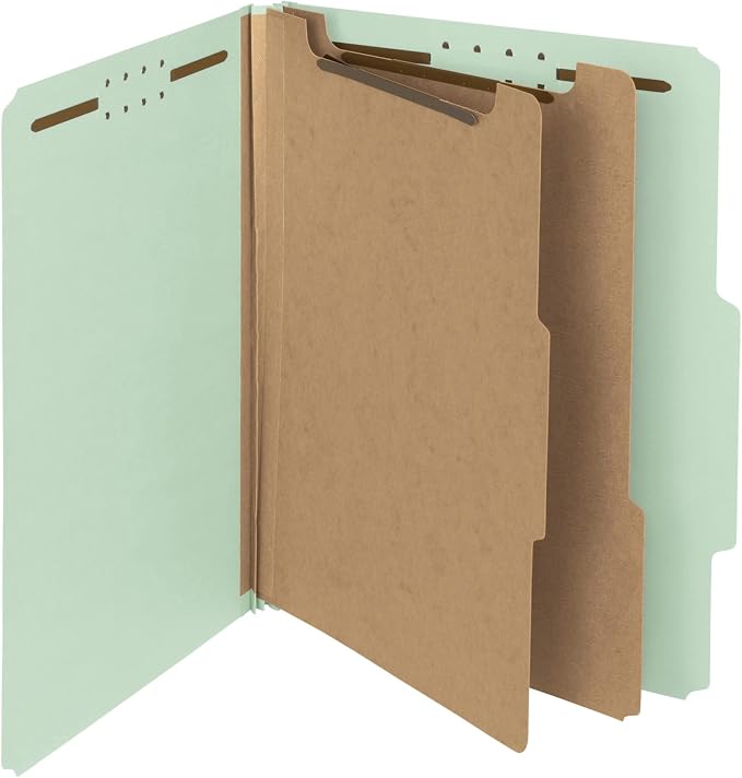 Smead 100% Recycled Pressboard Classification File Folder, 2 Dividers, Letter - Image 2
