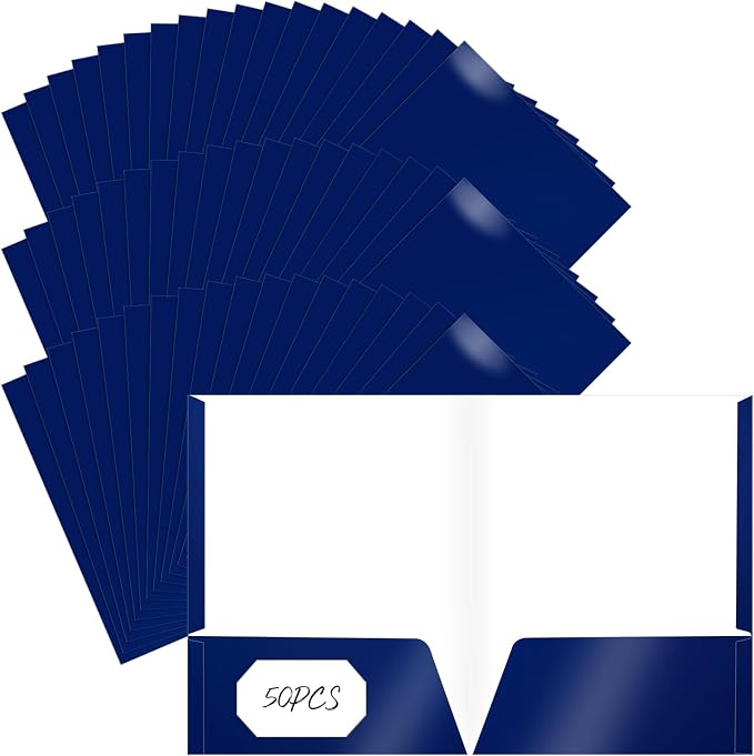 Jutom 50 Pcs 2 Pocket Glossy Paper Folders Glossy Paper Laminated Portfolios by Jutom