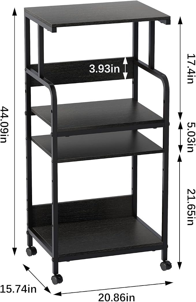 Arbuxzuy 4 Tier Stand with Storage Shelf, Tall Mobile Printer Table - Image 4