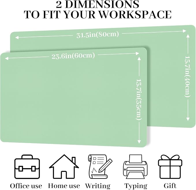 Desk Pad Mat, Leather Green Desk Mat - Image 3