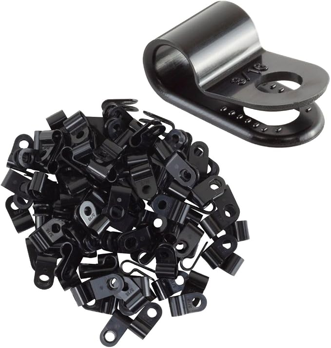 GTSE Black Nylon Plastic Cable Clamps, 3/16" Screw Mounts - Image 2