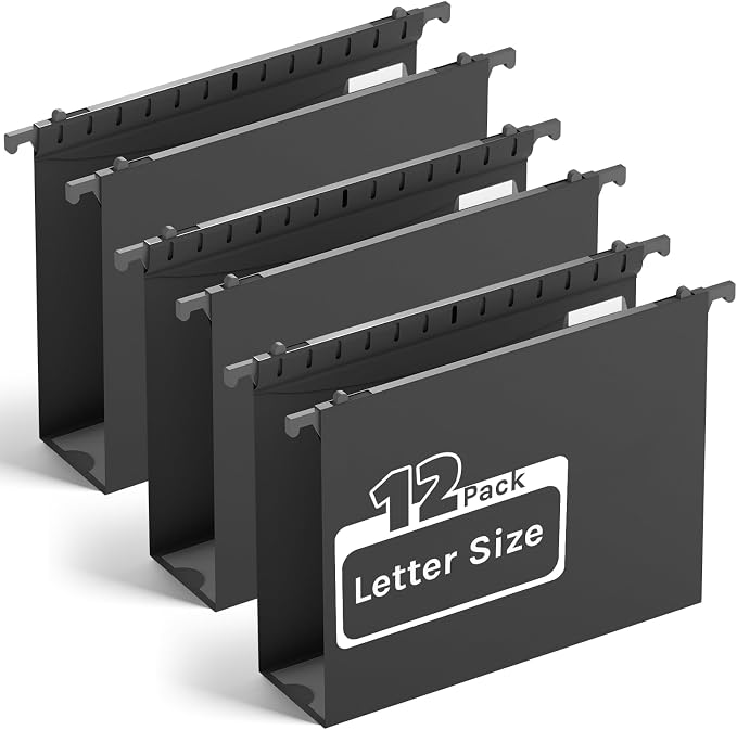 Ansook Plastic Extra Capacity Hanging File Folder, 12 Pack Reinforced Letter by Ansook
