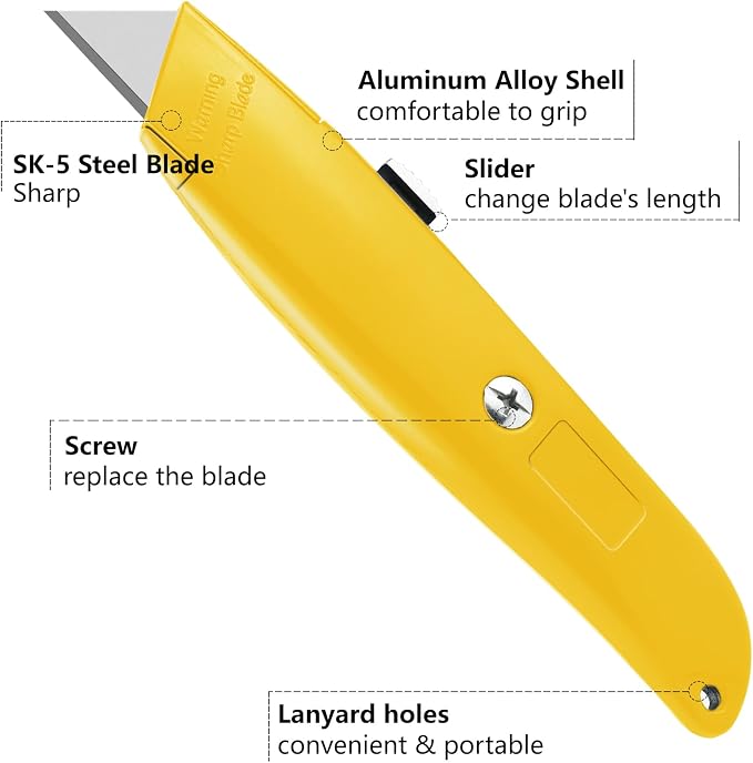 DIYSELF 2Pack Utility Knife Box Cutter Retractable Blade Heavy Duty PVC Pipe - Image 5