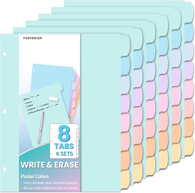 Forvencer 48Pcs/6Set Binder Dividers by Forvencer
