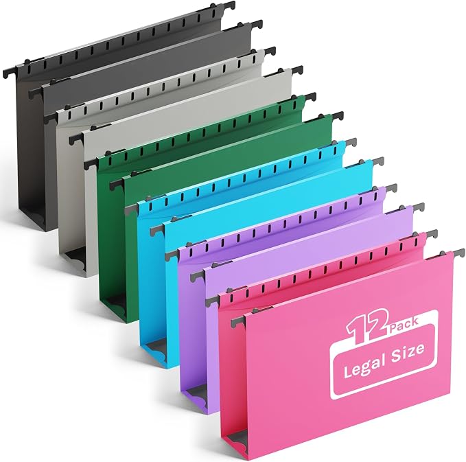 Ansook Legal Size Hanging File Folders Extra Capacity, Heavy Duty 2" Expandable by Ansook