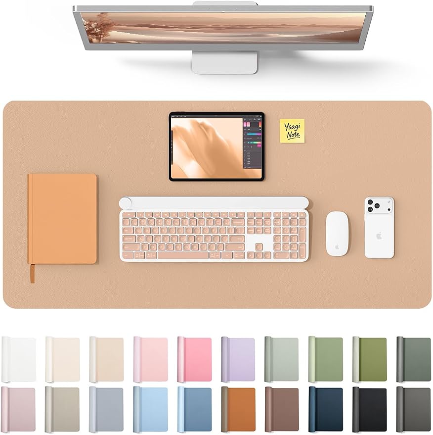 YSAGi Leather Desk Protector, Office Mat, Large Mouse Mat, Non-Slip PU Leather by YSAGi