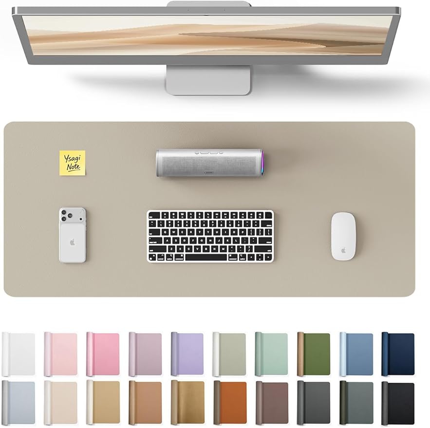YSAGi Leather Desk Pad Protector, Office Desk Mat, Large Mouse Pad, Non-Slip PU by YSAGi