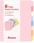 SUNEE 8 Tab Binder Dividers, Plastic Dividers by SUNEE
