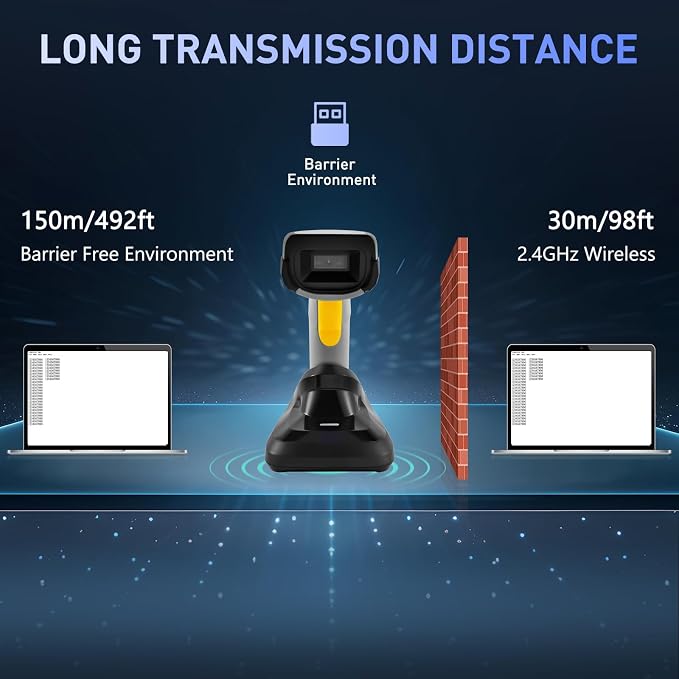 Barcode Scanner Wireless, ONEWSCAN 1D CCD Barcode Reader - Image 7
