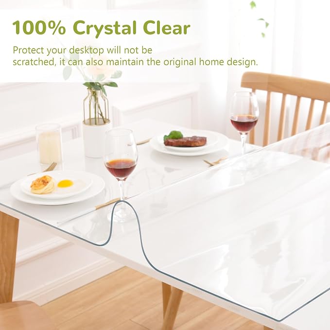 30 x 54 Inch Clear Table Cover Protector, 1.5mm Thick Plastic Table Cover - Image 5
