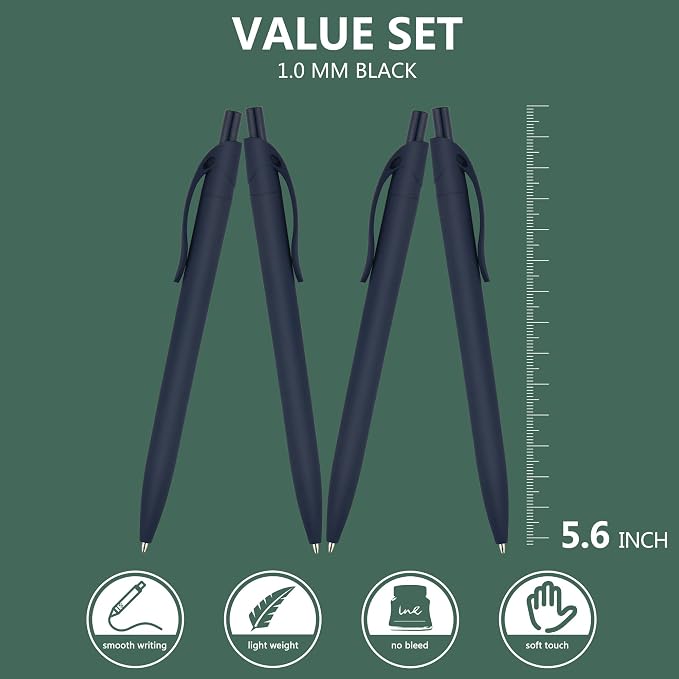 Deegtran 100 Pack No Bleed Blue Barrel Click Pens, Wholesale Retractable - Image 2