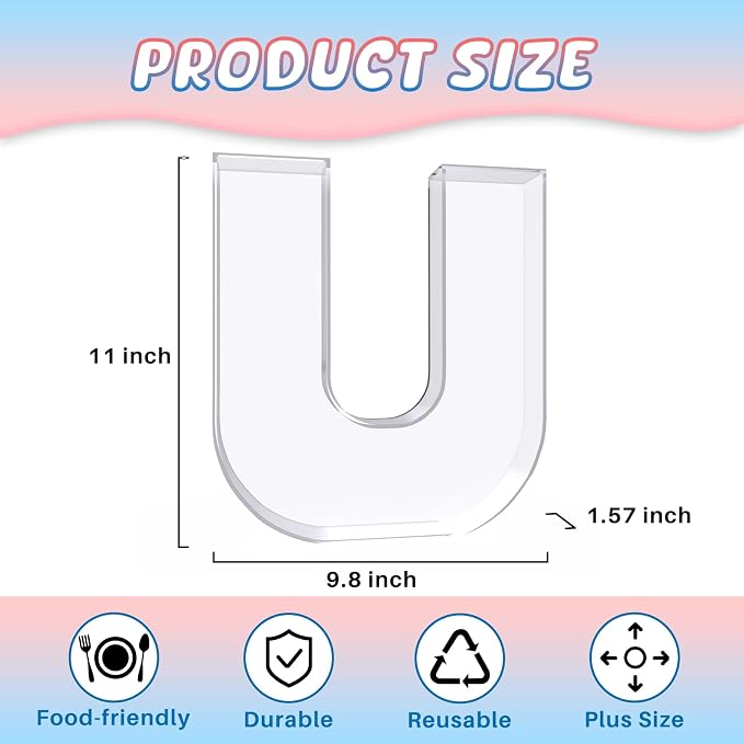 11" Acrylic Letter Charcuterie Box, Reusable Fillable Alphabet Number Shaped - Image 2