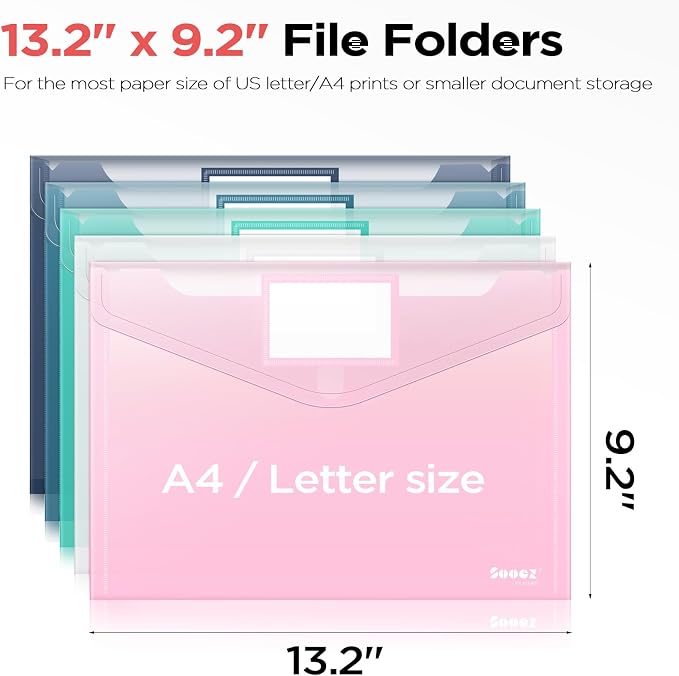 Sooez 20Pack Plastic Envelopes, Plastic File Folders, Super Heavyweight - Image 6
