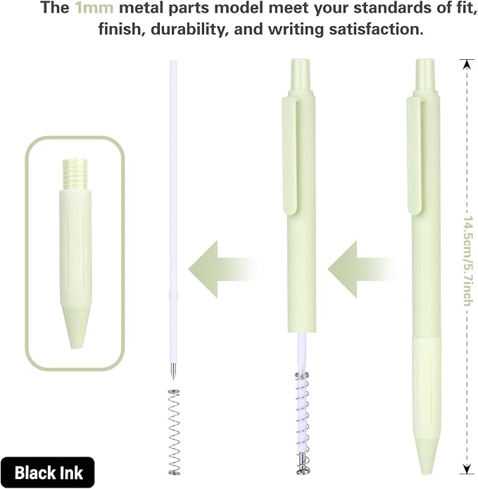 Drawdart 14-Pack Ballpoint Pens, Medium 1.0mm Black Ink Cute Pen - Image 3