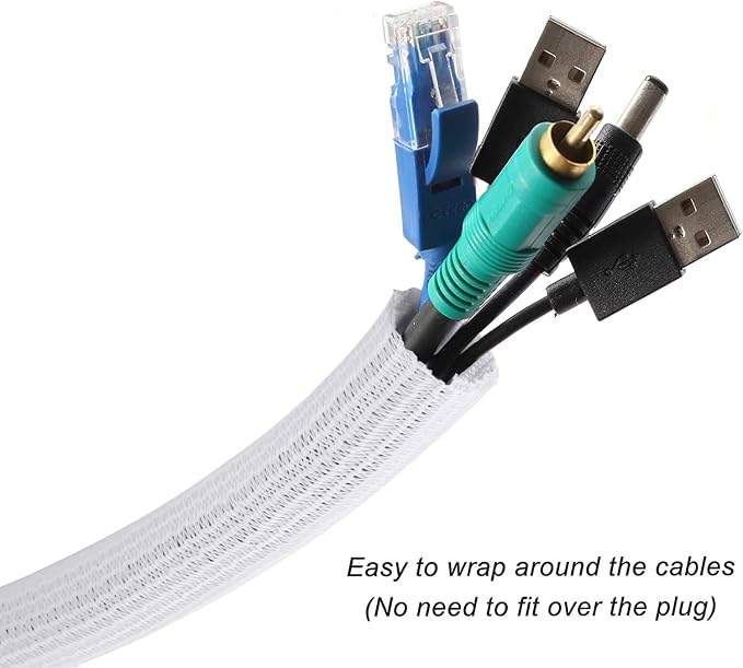 10ft - 3/4 inch Braided Cable Management Sleeve Cord Protector - Self-Wrapping - Image 2