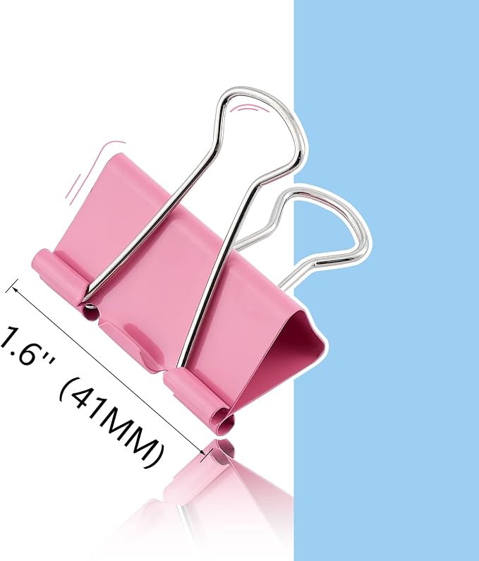 Binder Clips 24 PCS, 1.6 in, Office Supplies, Office Metal Paper Binder Clip - Image 2