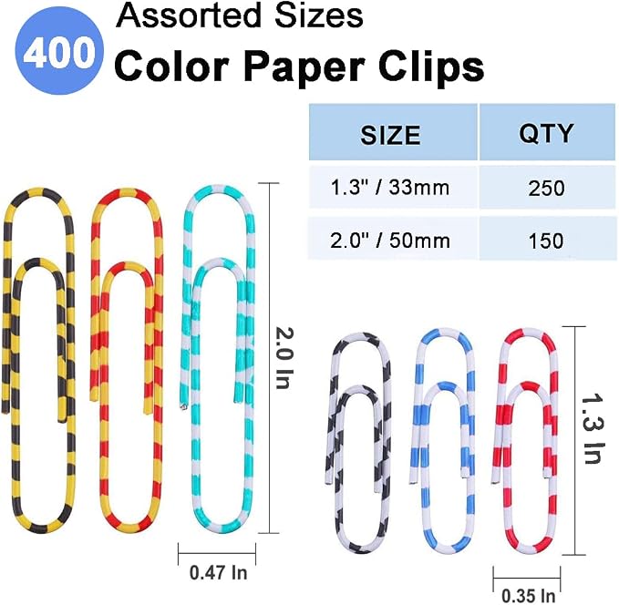 Vinaco Paper Clips Color Stripe, Durable and Rustproof, Vinyl Coated Paperclips - Image 4