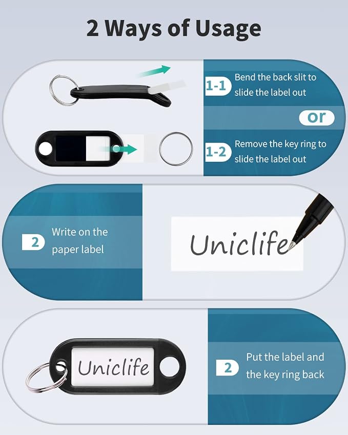 Uniclife 10 Pieces Key Tags 2 Inch Soft Plastic Key Chain Tags - Image 5