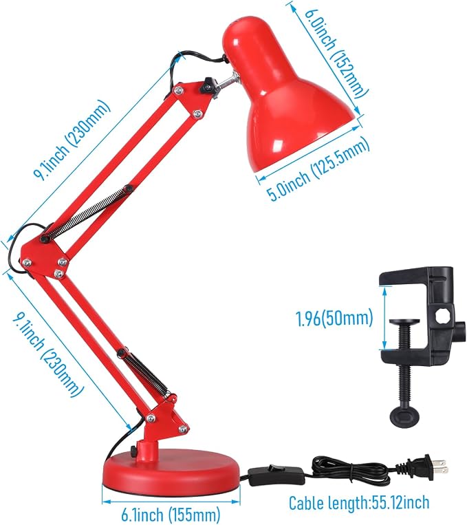 TORCHSTAR Metal Desk Lamp, Adjustable Swing Arm, - Image 6