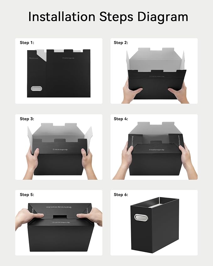 Oterri File Organizer Box, Portable Collapsible Cardboard File Folder Organizer - Image 6